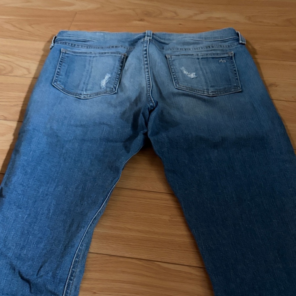 Women's  Rag&Bone Distressed Mid-Blue Jeans - Picture 3 of 4
